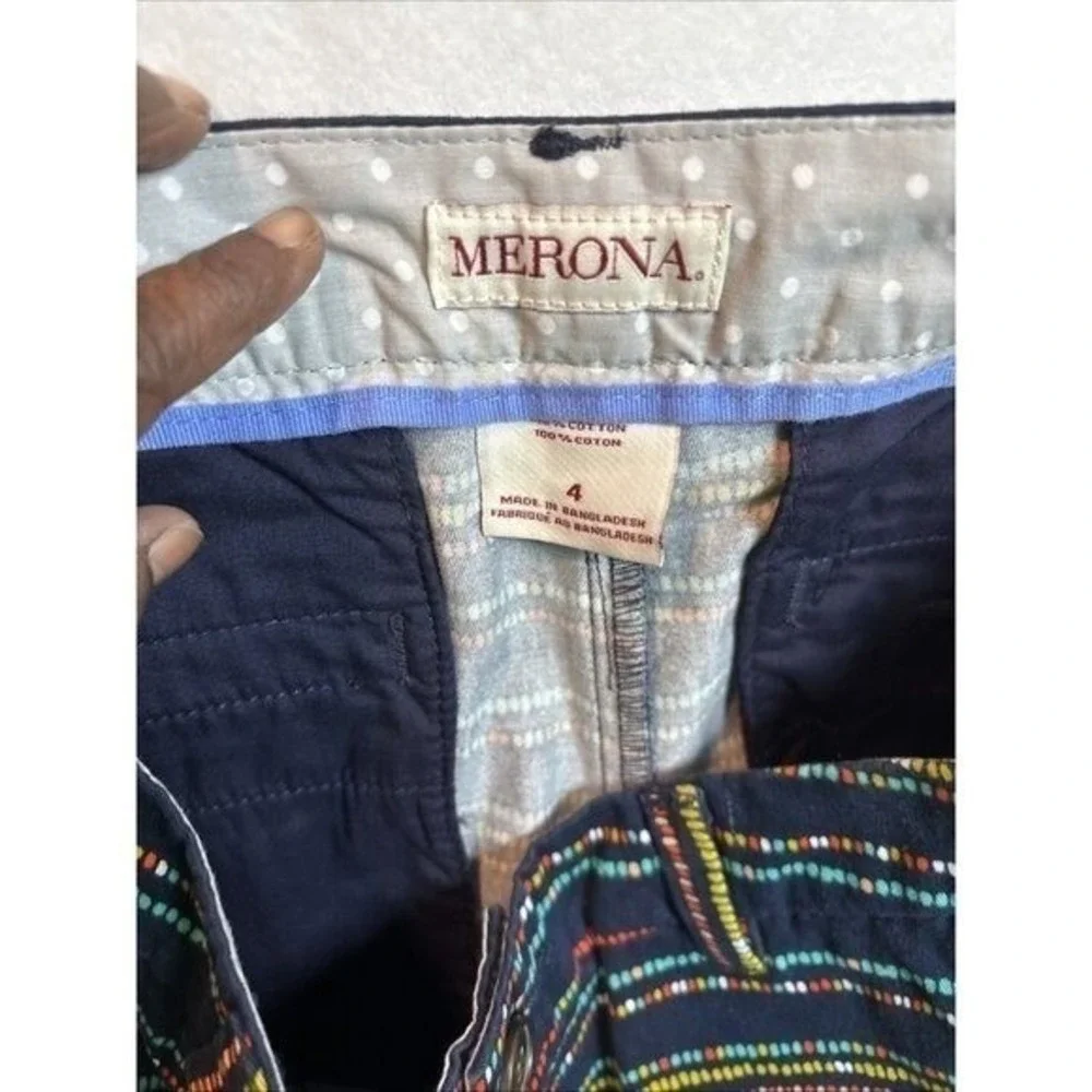 Merona Shorts Womens Size 4 Blue 100% Cotton Multicolored